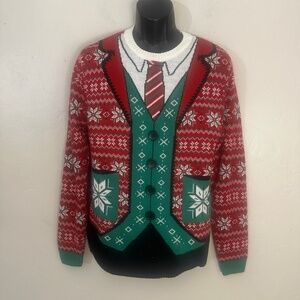 Novelty Christmas Sweater Medium Gently worn 100% acrylic 20" armpit to armpit